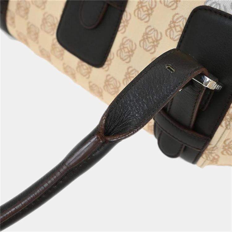Pre Owned Loewe Senda Anagram Beige Canvas Top Handle Bag