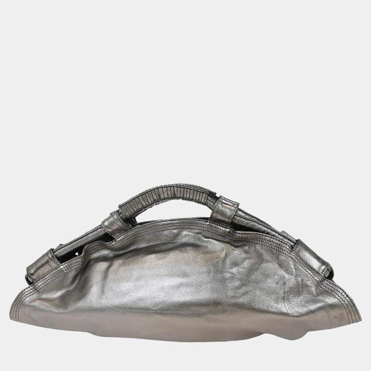 Pre Owned Loewe Aire Silver Nappa Lambskin Leather Tote Bag