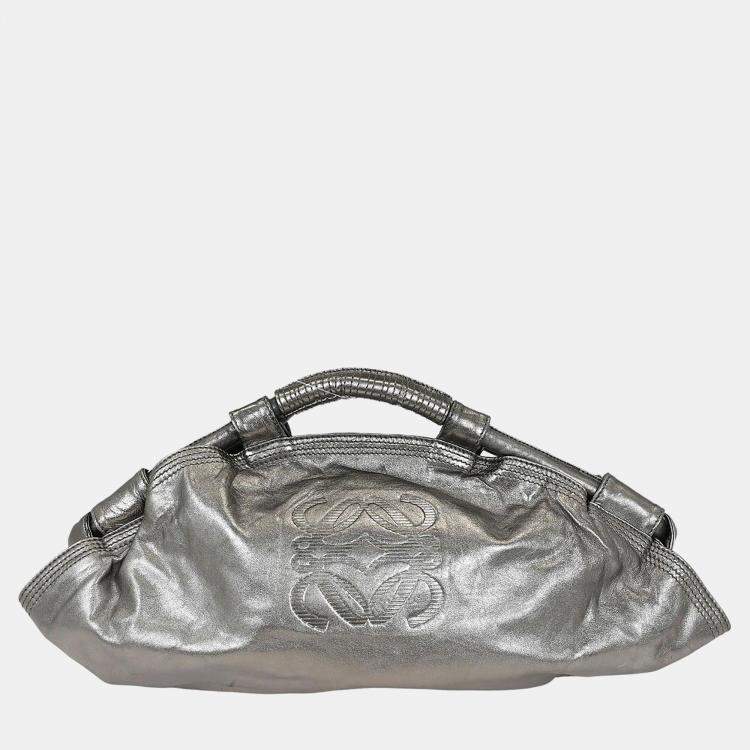 Pre Owned Loewe Aire Silver Nappa Lambskin Leather Tote Bag