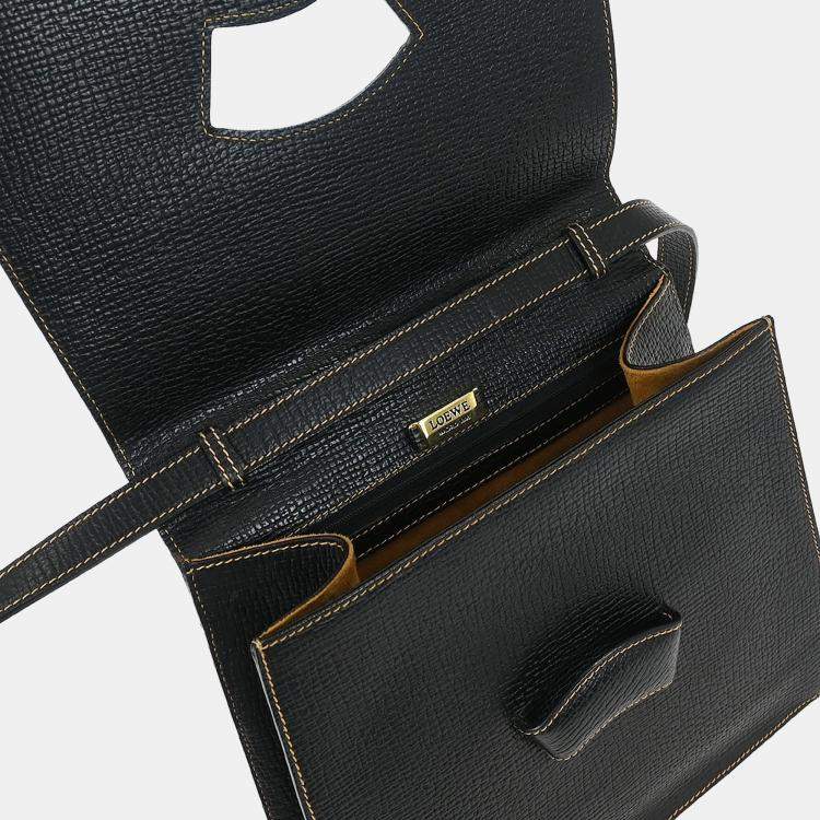 Pre Owned Loewe Barcelona Black Calfskin Leather Shoulder Bag