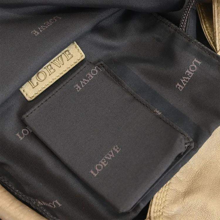 Pre Owned Loewe Aire Gold Nappa Lambskin Leather Hobo Bag