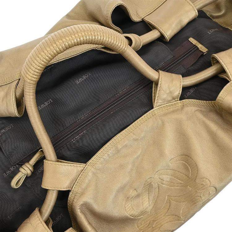 Pre Owned Loewe Aire Gold Nappa Lambskin Leather Hobo Bag