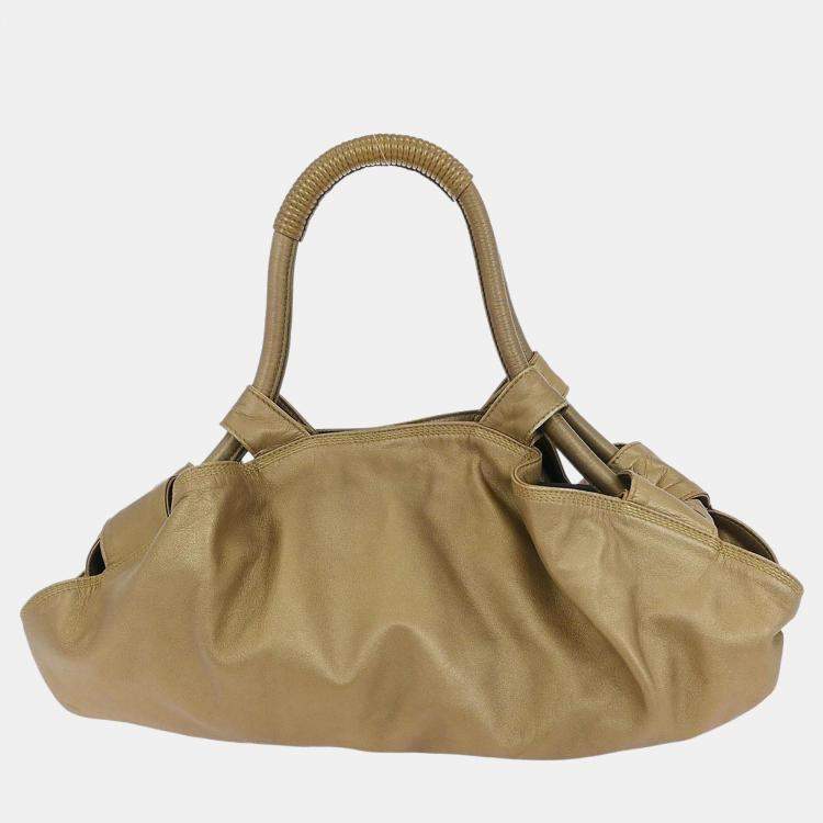 Pre Owned Loewe Aire Gold Nappa Lambskin Leather Hobo Bag