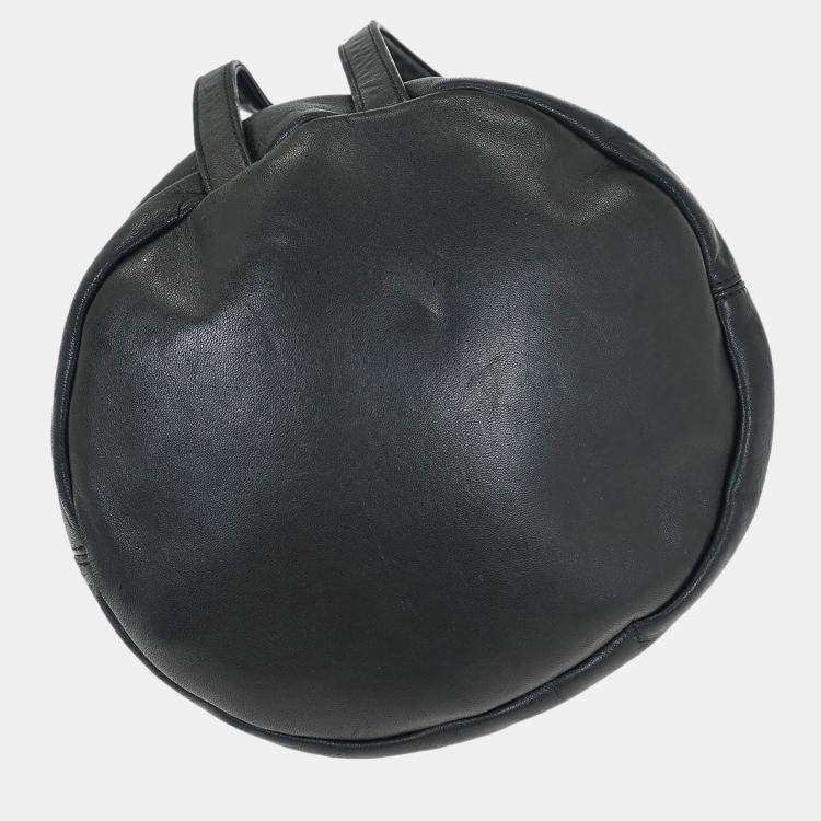 Pre Owned Loewe Drawstring Black Lambskin Leather Backpack