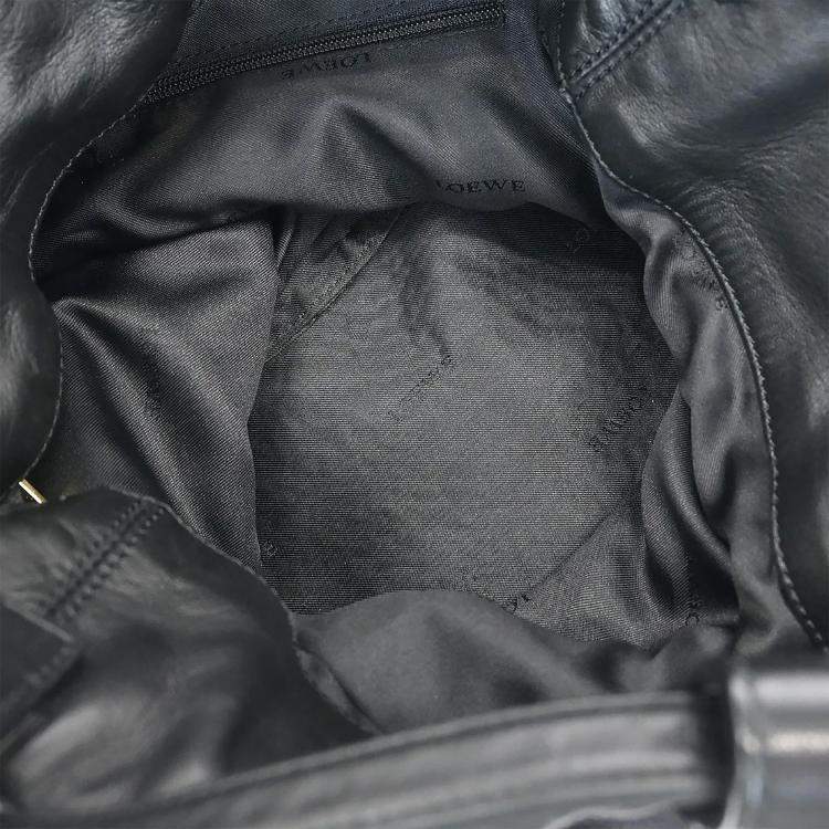 Pre Owned Loewe Drawstring Black Lambskin Leather Backpack