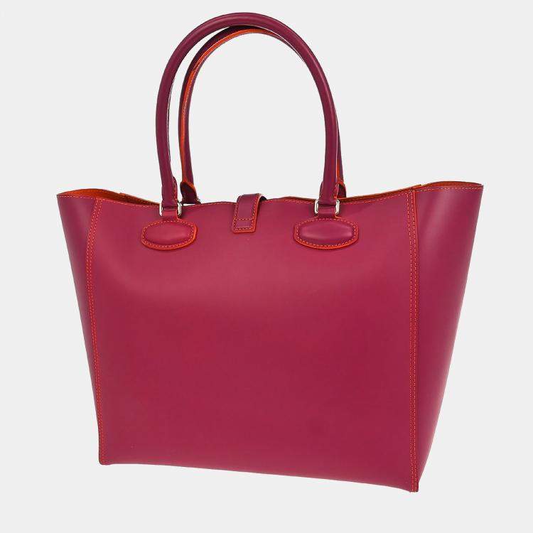 Pre Owned Loewe Leo Pink Calfskin Leather Tote Bag