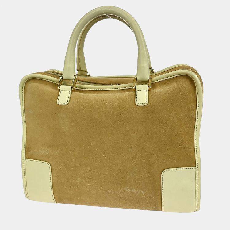 Pre Owned Loewe Brown Suede Calfskin Leather Shoulder Bag