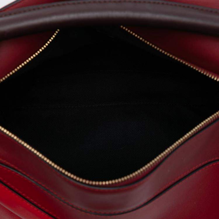 Pre Owned Loewe Red Medium Tricolor Calfskin Puzzle Satchel