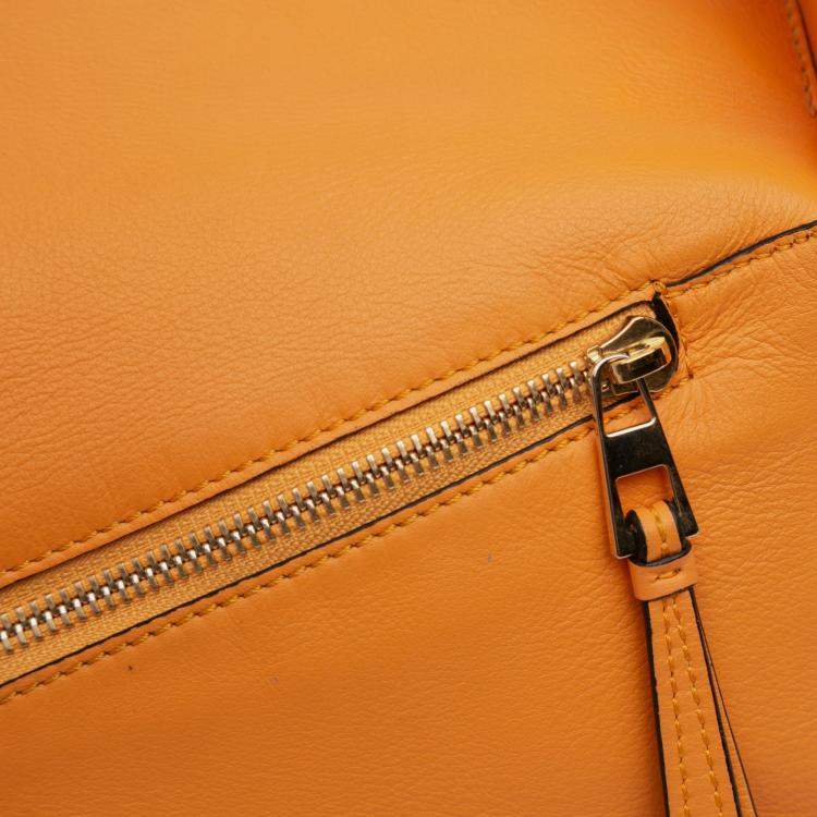 Pre Owned Loewe Orange Calfskin Puzzle Hobo
