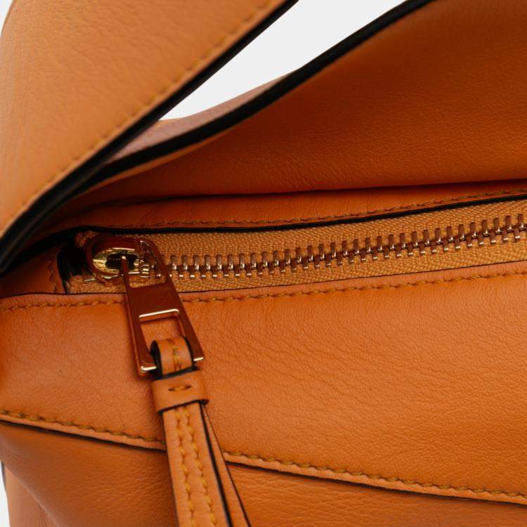 Pre Owned Loewe Orange Calfskin Puzzle Hobo