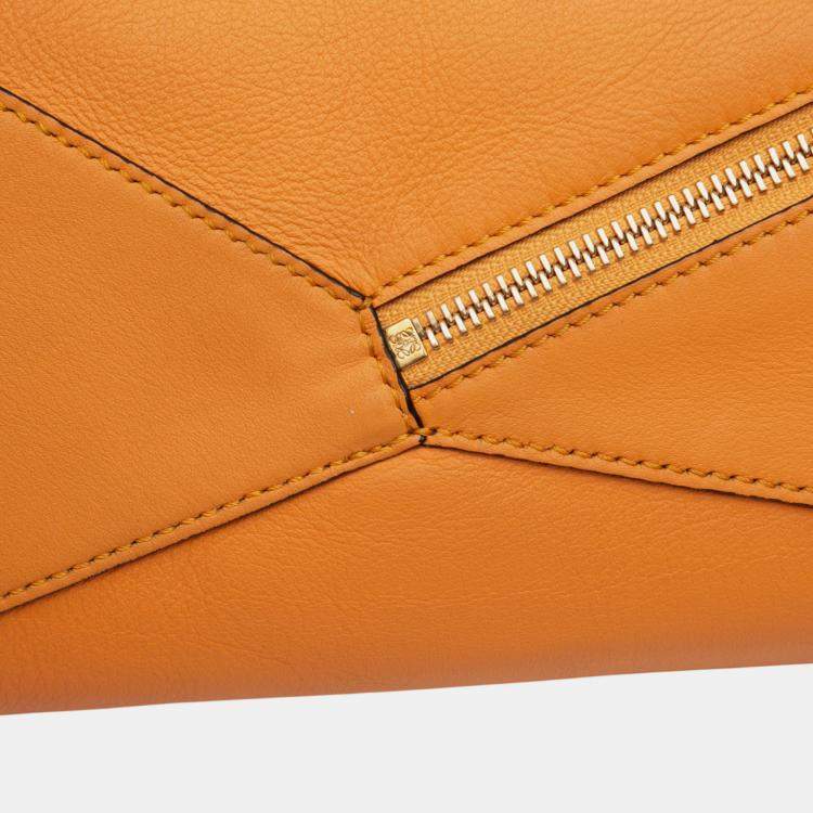 Pre Owned Loewe Orange Calfskin Puzzle Hobo