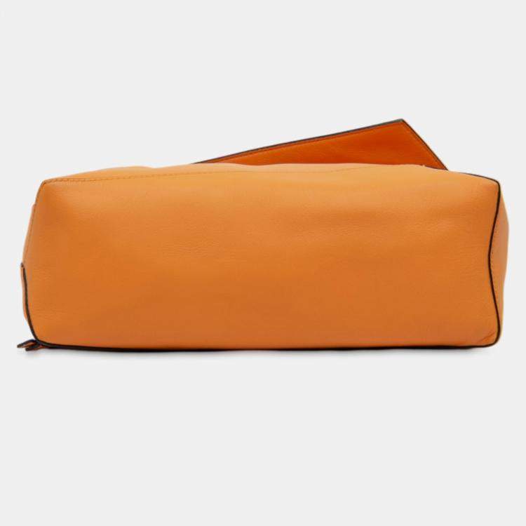 Pre Owned Loewe Orange Calfskin Puzzle Hobo