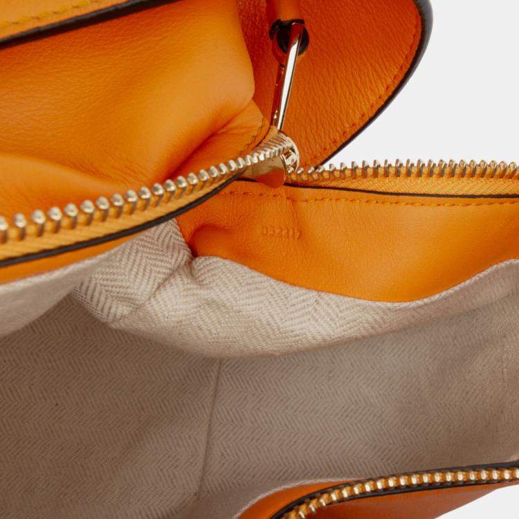 Pre Owned Loewe Orange Calfskin Puzzle Hobo
