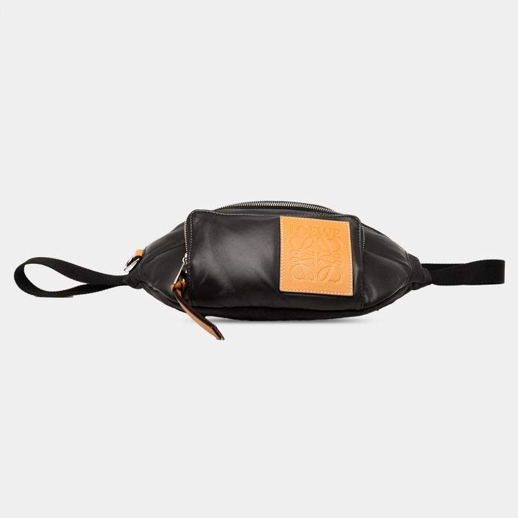 مملوكة مسبقًا Loewe Black Leather Puffy Bumbag Belt Bag