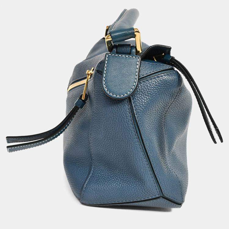 Pre Owned Loewe 2017 Blue Leather Small Puzzle Bag with Strap