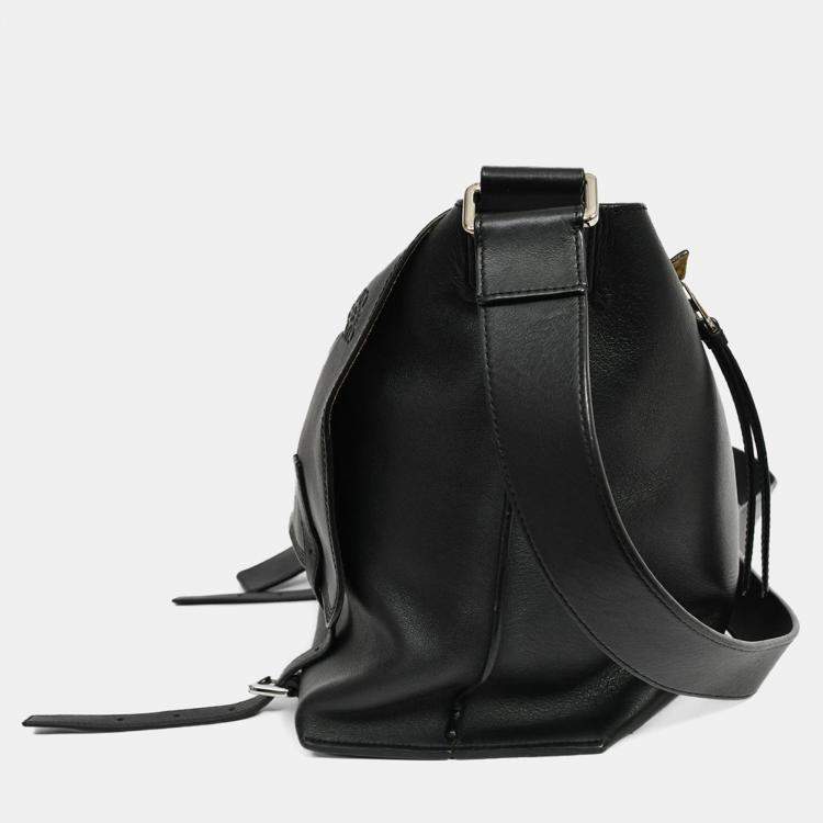 Pre Owned Loewe Black Leather Mushroom Messenger Bag