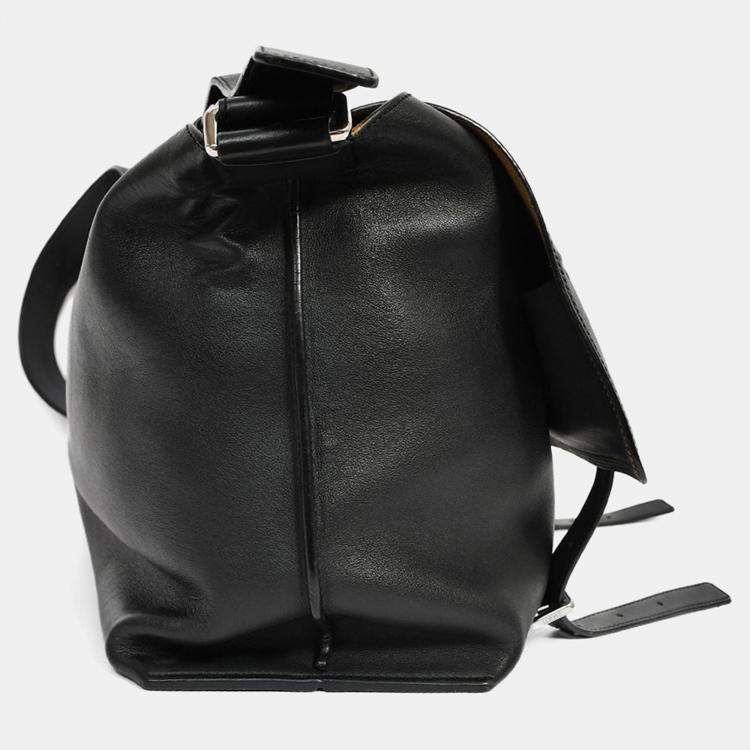 Pre Owned Loewe Black Leather Mushroom Messenger Bag