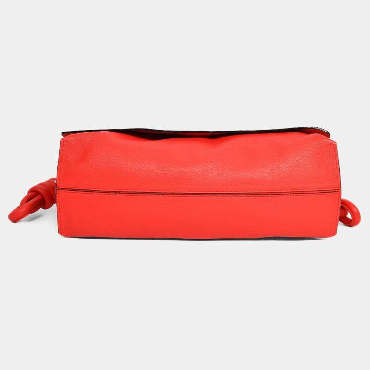 Pre Owned Loewe Red Leather Large Flamenco Knot Front Flap Crossbody