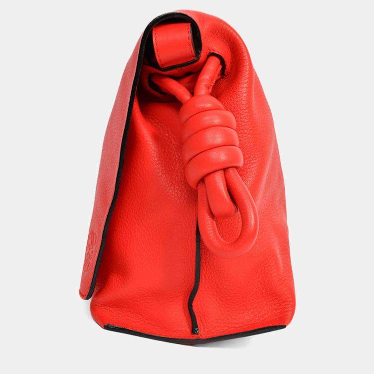 Pre Owned Loewe Red Leather Large Flamenco Knot Front Flap Crossbody
