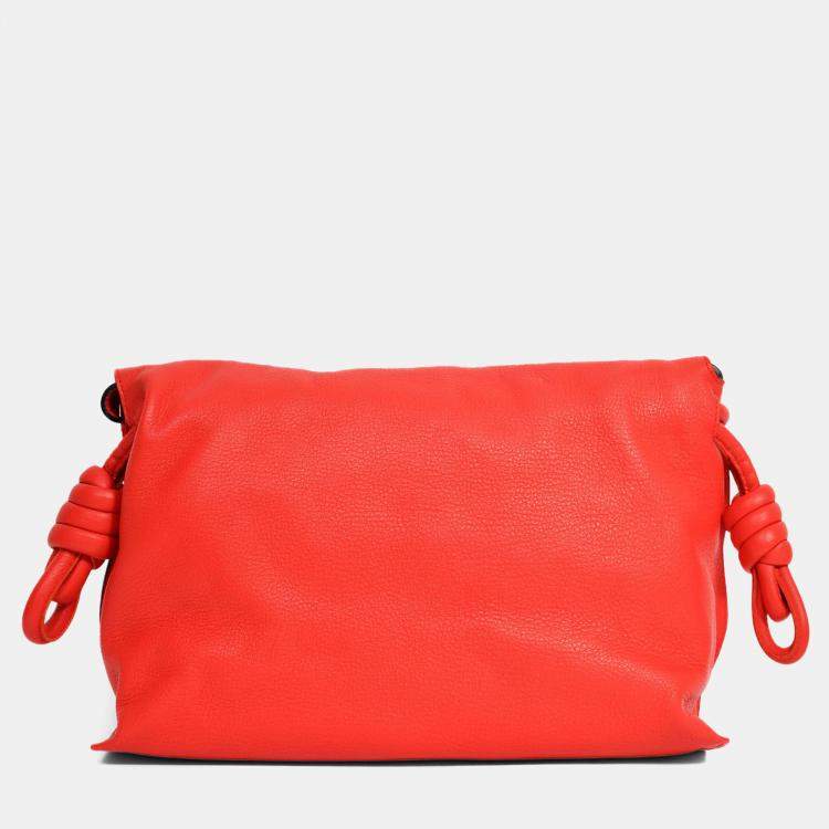Pre Owned Loewe Red Leather Large Flamenco Knot Front Flap Crossbody