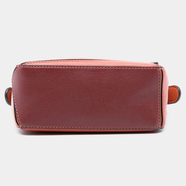 Pre Owned Loewe Orange Mini Tricolor Calfskin Puzzle Satchel