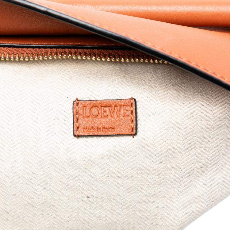 Pre Owned Loewe Orange Mini Tricolor Calfskin Puzzle Satchel