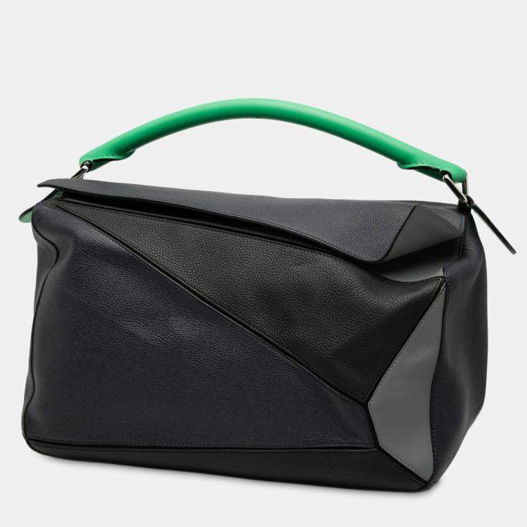 مملوكة مسبقًا Loewe Black Large Multicolor Calfskin Puzzle Satchel