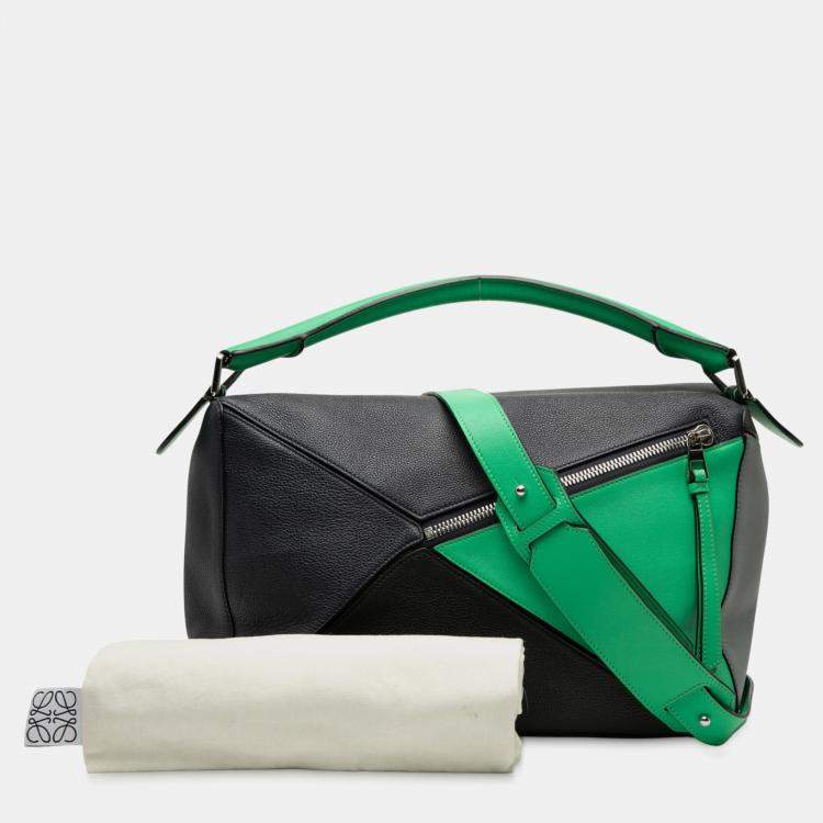 مملوكة مسبقًا Loewe Black Large Multicolor Calfskin Puzzle Satchel