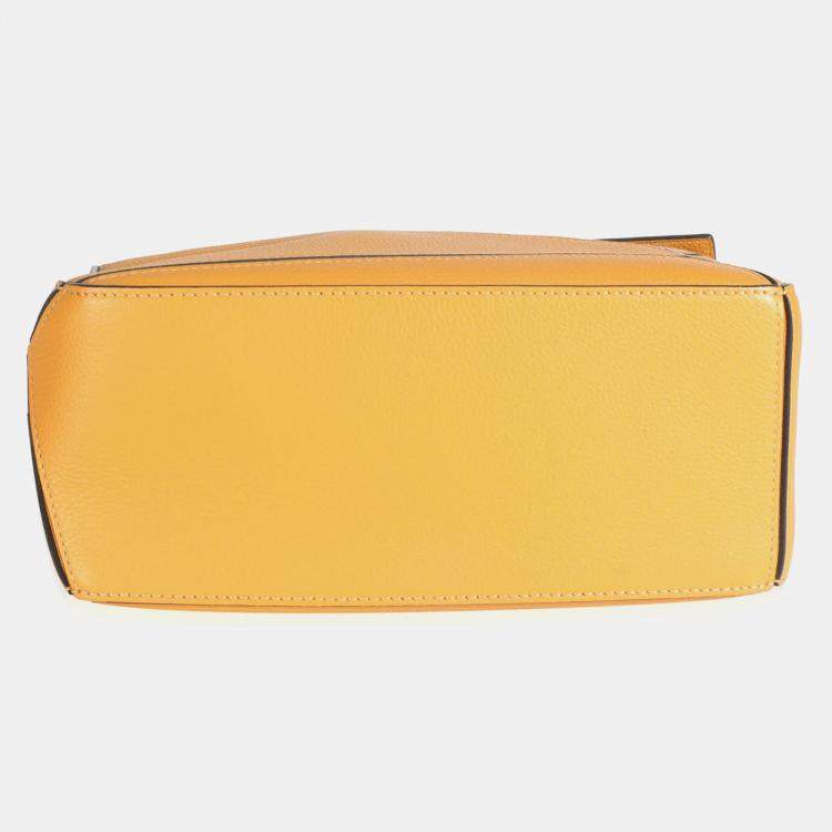 Pre Owned Loewe Yellow Grained Calfskin Small Puzzle Bag