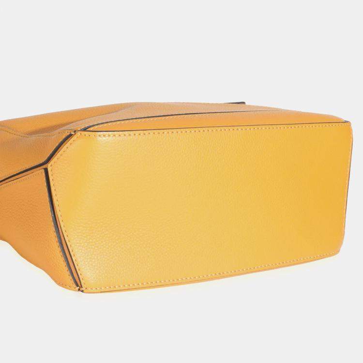 Pre Owned Loewe Yellow Grained Calfskin Small Puzzle Bag