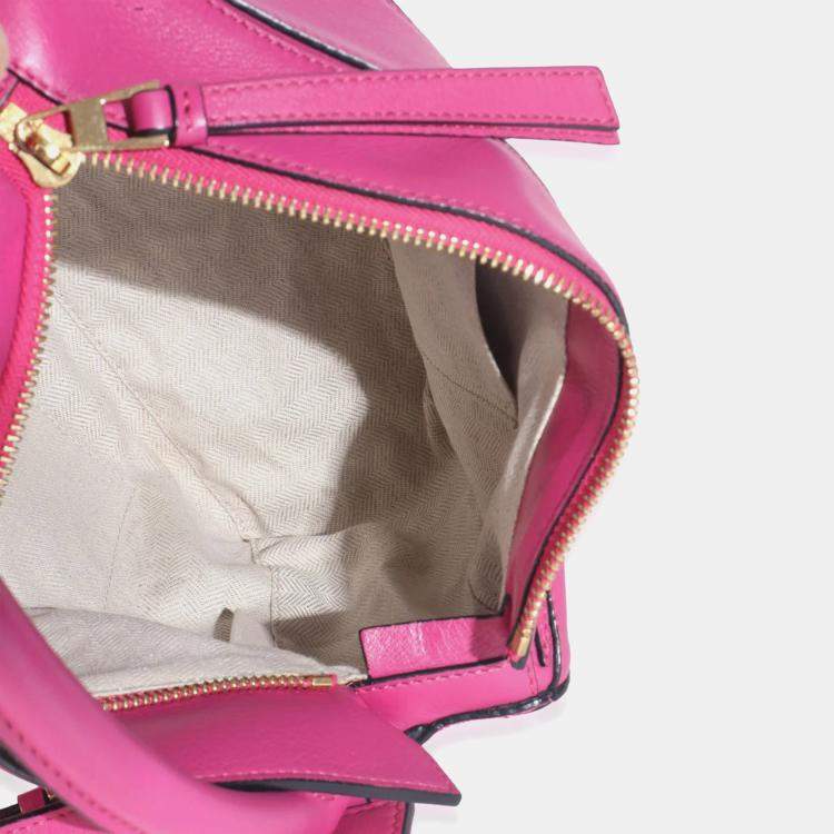 Pre Owned Loewe Pink Calfskin Small Puzzle Edge Bag