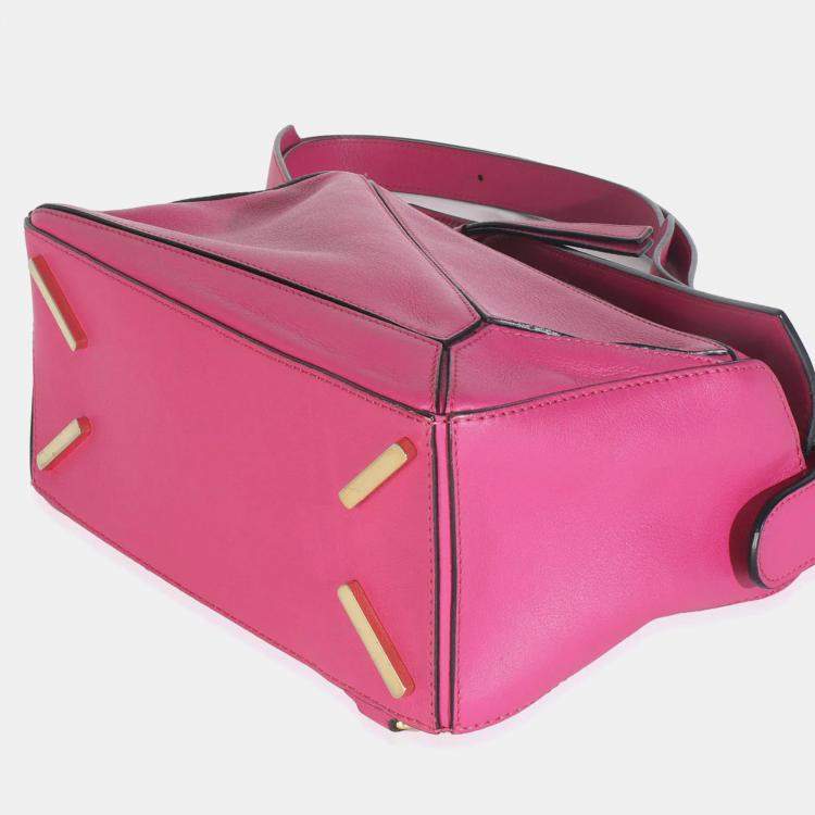 Pre Owned Loewe Pink Calfskin Small Puzzle Edge Bag