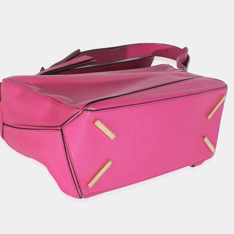 Pre Owned Loewe Pink Calfskin Small Puzzle Edge Bag