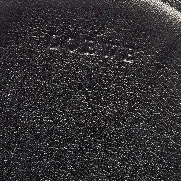 مملوكة مسبقًا Loewe Anagram Black Calf Hair and Leather Coin Purse