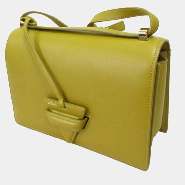 Pre Owned Loewe Yellow Small Leather Barcelona Crossbody