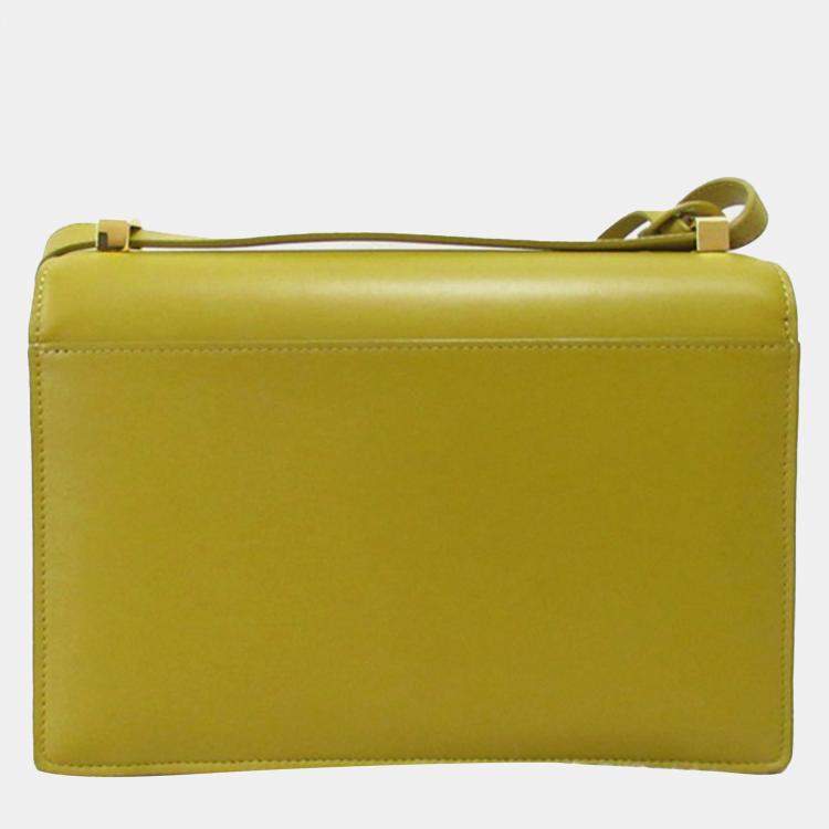 Pre Owned Loewe Yellow Small Leather Barcelona Crossbody
