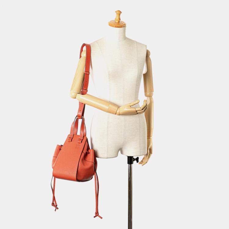 Pre Owned Loewe Orange Small Leather Hammock Satchel