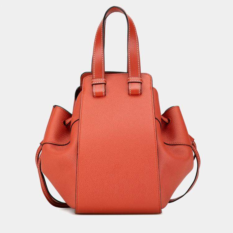 Pre Owned Loewe Orange Small Leather Hammock Satchel