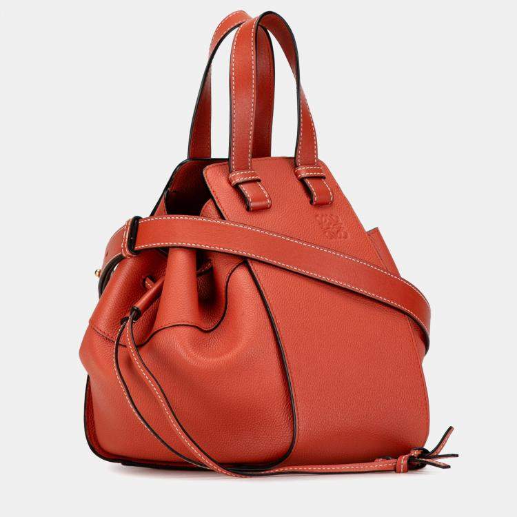 Pre Owned Loewe Orange Small Leather Hammock Satchel