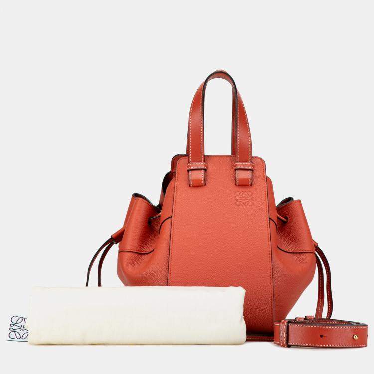 Pre Owned Loewe Orange Small Leather Hammock Satchel