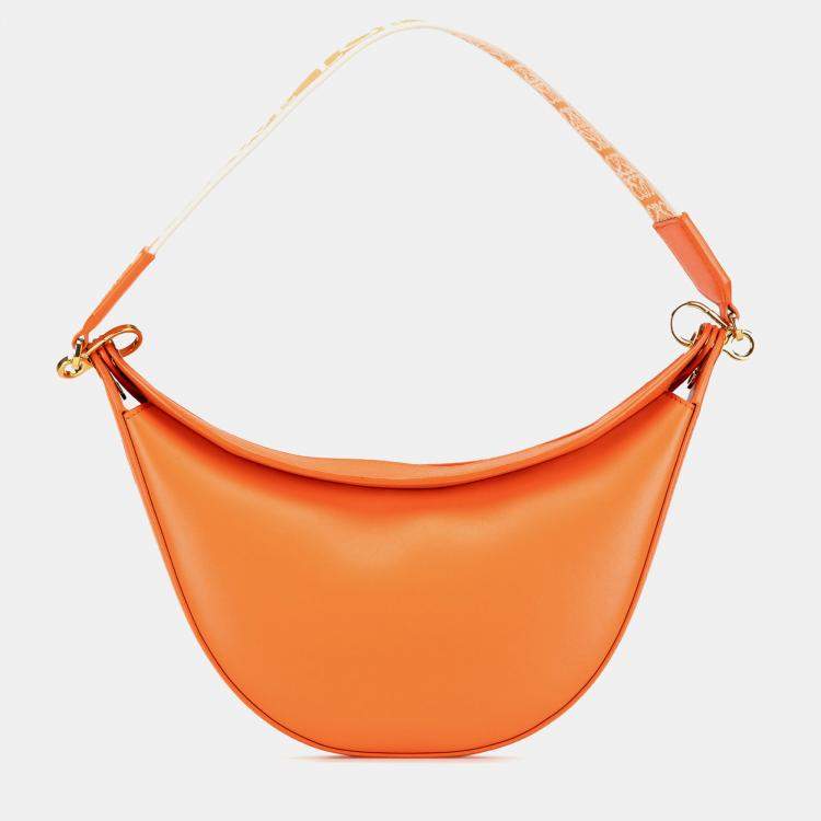 Pre Owned Loewe Orange Small Leather Luna Hobo