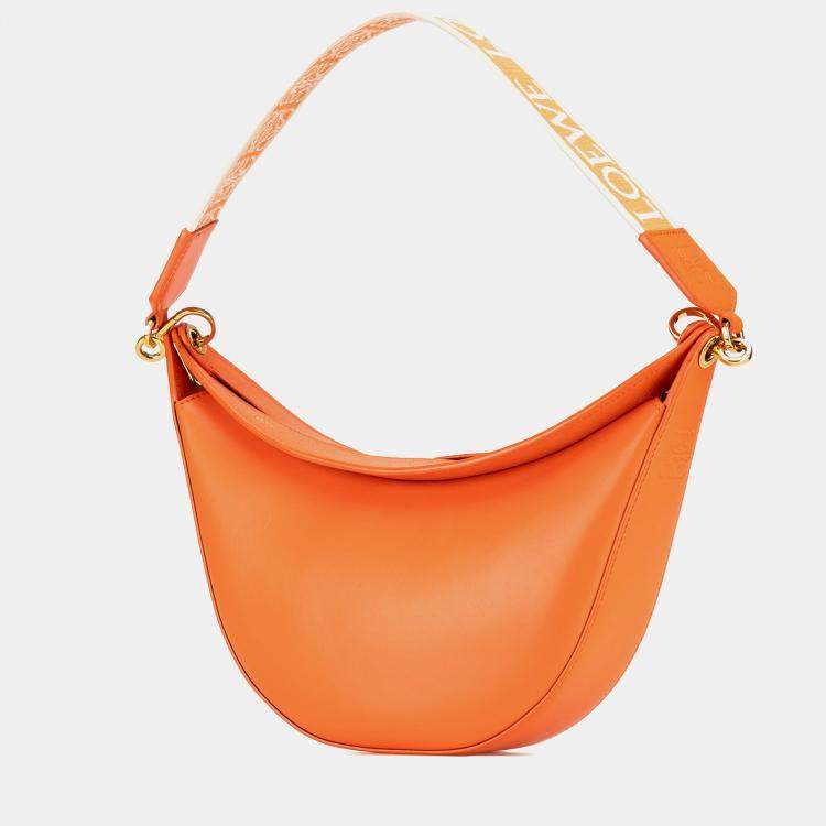 Pre Owned Loewe Orange Small Leather Luna Hobo