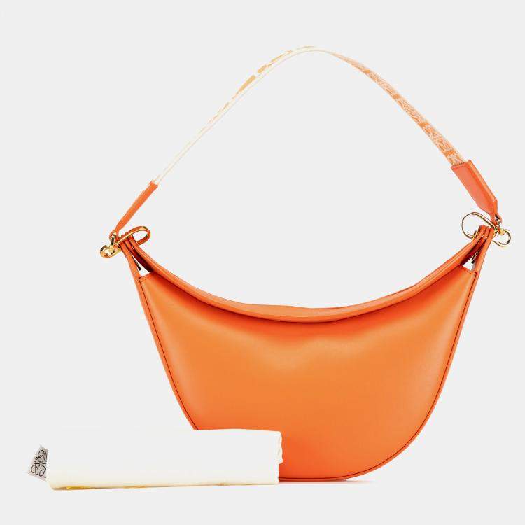 Pre Owned Loewe Orange Small Leather Luna Hobo