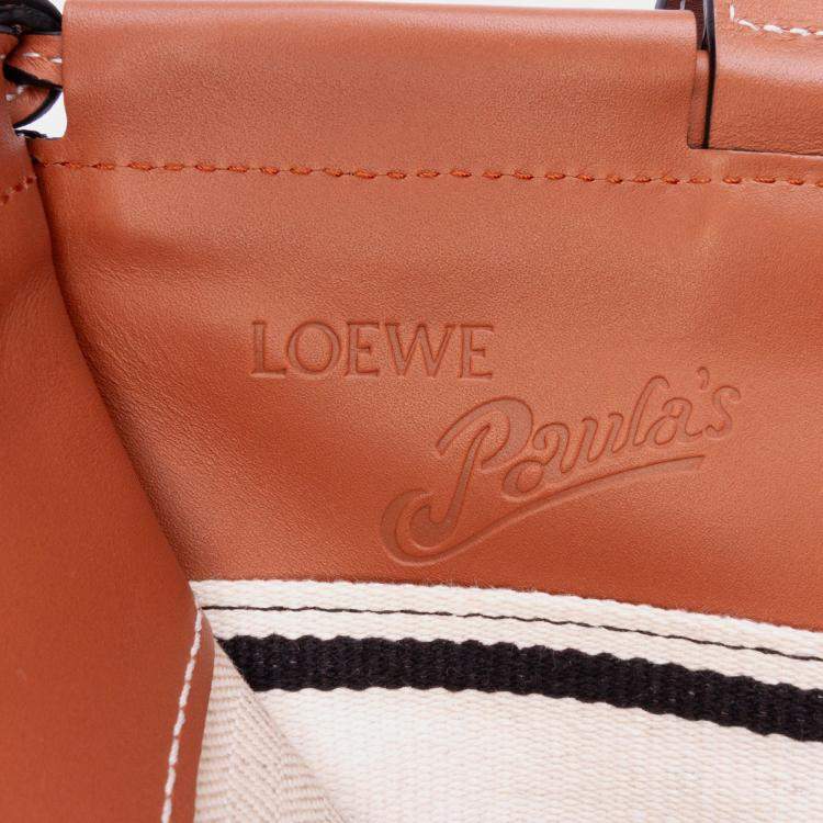 Pre Owned Loewe Red Paulas Ibiza Large Canvas Stripes Cushion Tote
