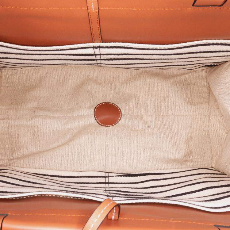 Pre Owned Loewe Red Paulas Ibiza Large Canvas Stripes Cushion Tote