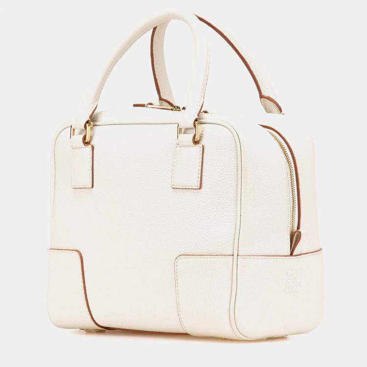 Pre Owned Loewe White Leather Amazona Square 19
