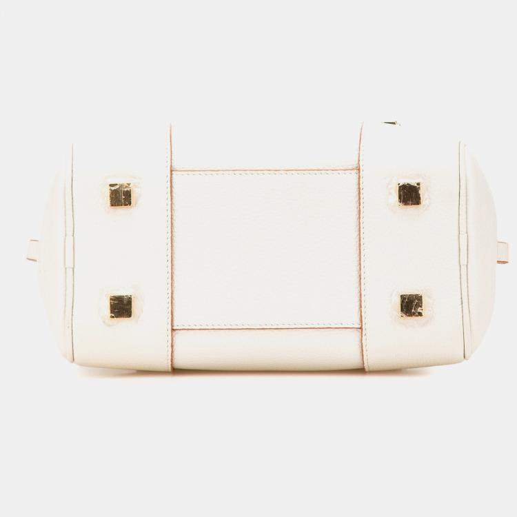 Pre Owned Loewe White Leather Amazona Square 19