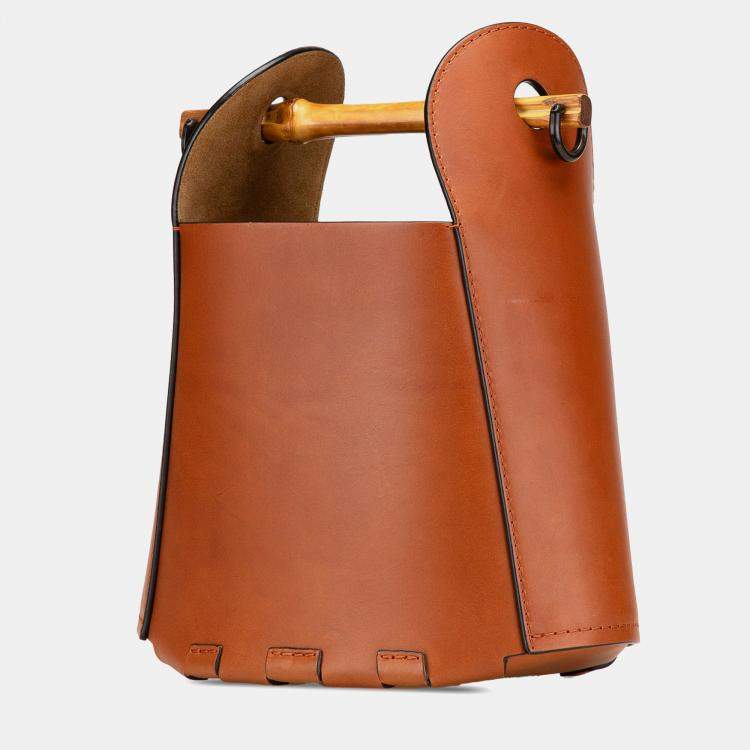 Pre Owned Loewe Brown Calfskin Bamboo Bucket Bag
