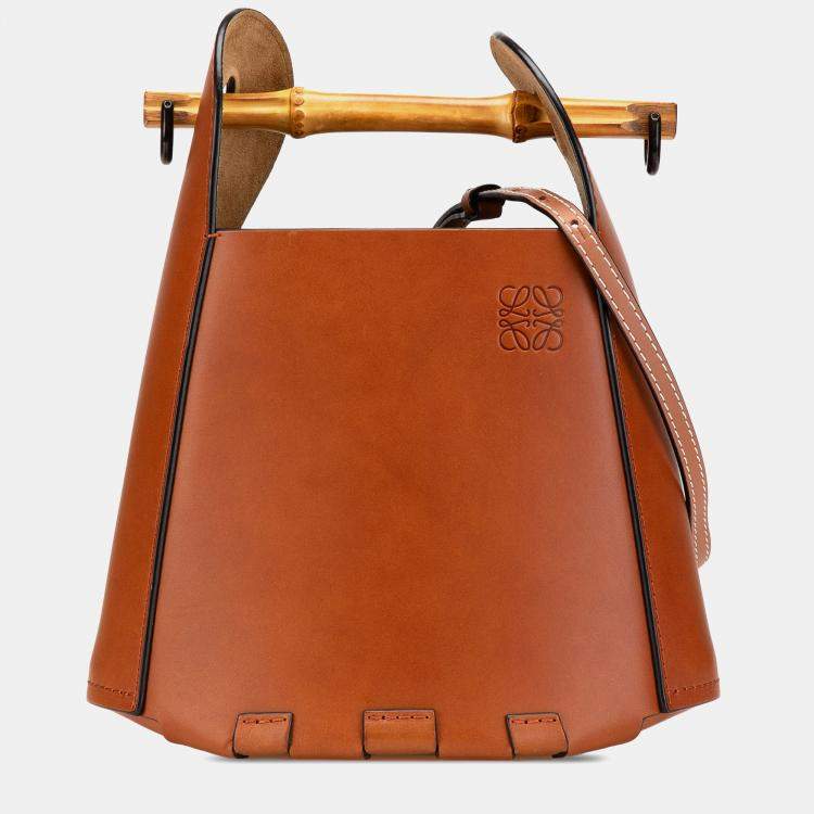 Pre Owned Loewe Brown Calfskin Bamboo Bucket Bag