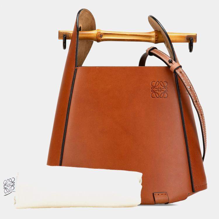 Pre Owned Loewe Brown Calfskin Bamboo Bucket Bag